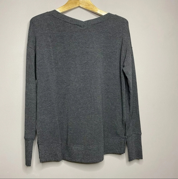 Athleta Soft Coaster Charcoal Gray Luxe V-Neck Sweatshirt. Size L - Picture 7 of 12
